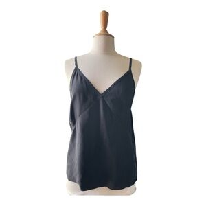 Jenni Kayne Black Rio Cami Size Large Minimalist Silk‑Style Tank